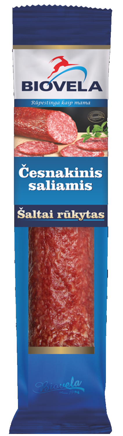 Ковбаса сирокопчена салямі з часником 230 г ТМ Biovela