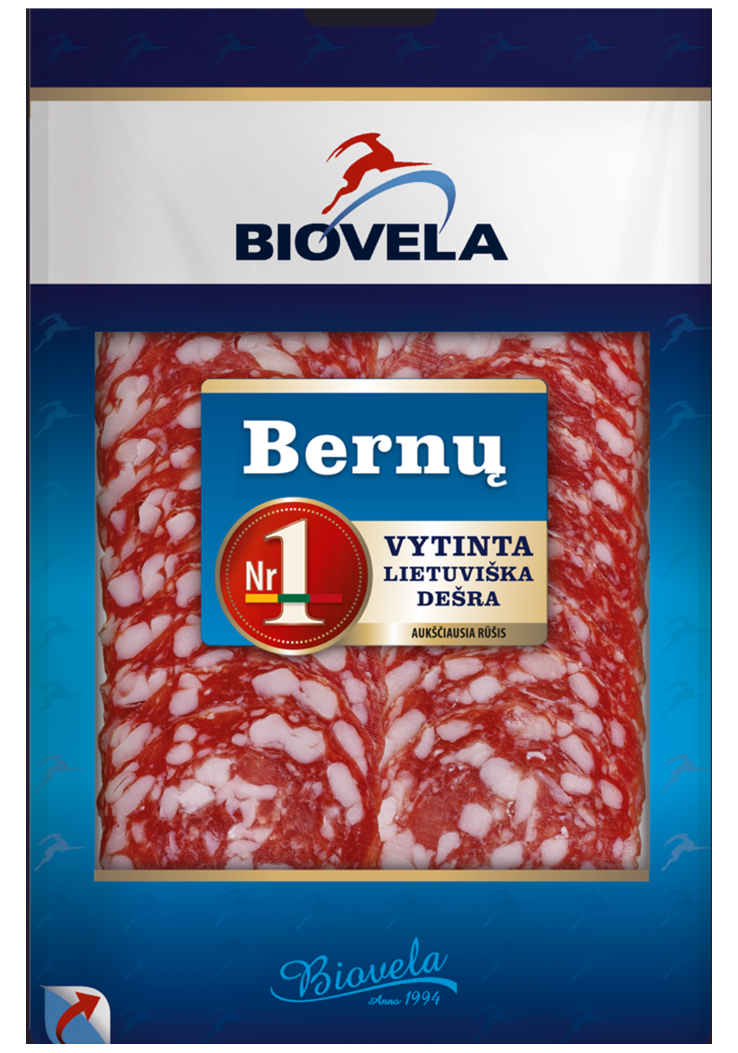 Нарізка Ковбаса сиров’ялена Бярну TM Biovela (20* 90гр.)