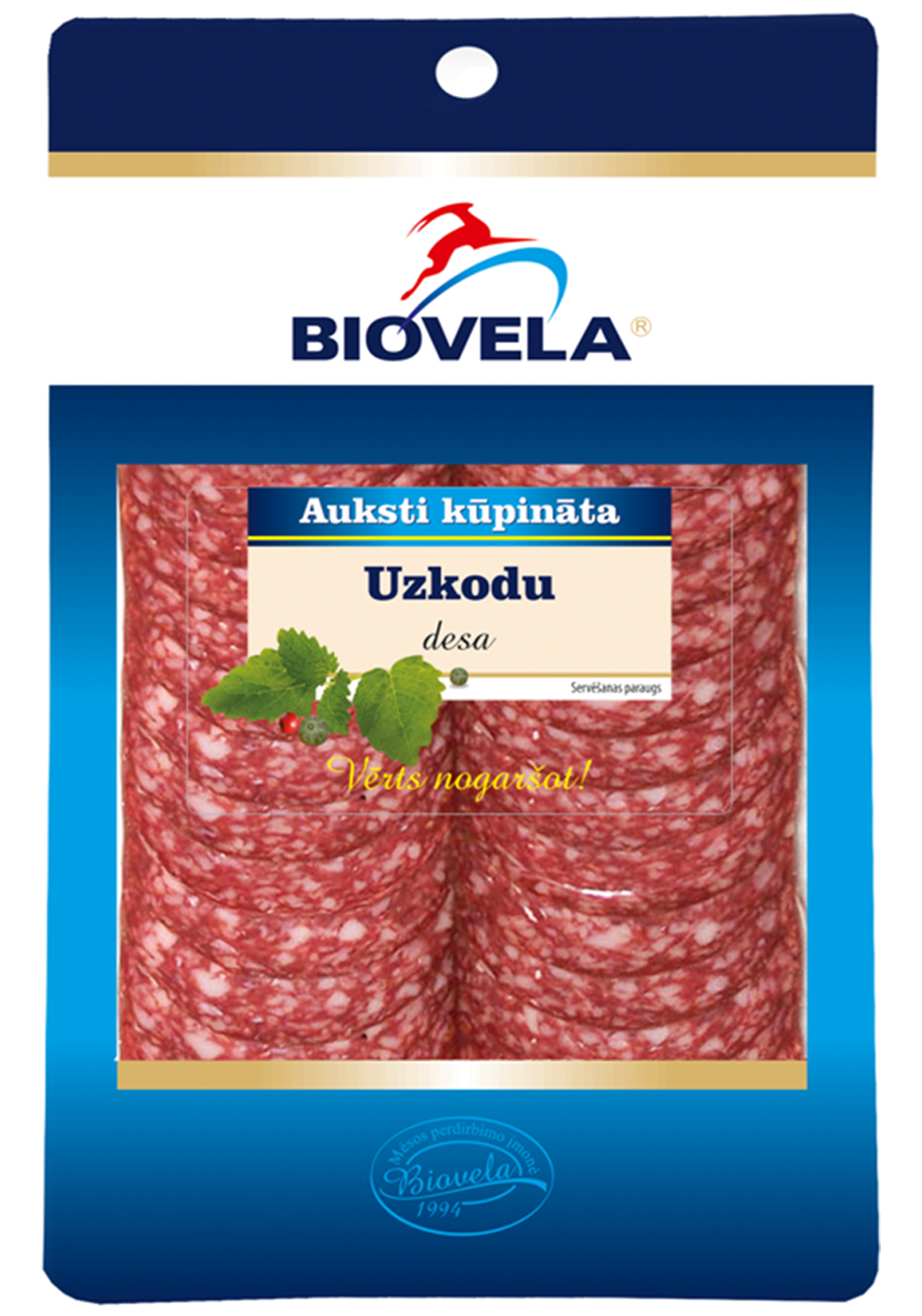 Нарізка сирокопчена закусочна ТМ Biovela (20*90гр.)